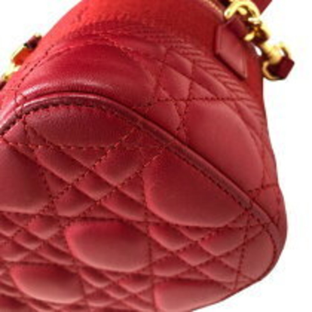 Dior Cannage Red TRAVEL Handbag Lambskin Christian Vanity - Picture 9 of 11